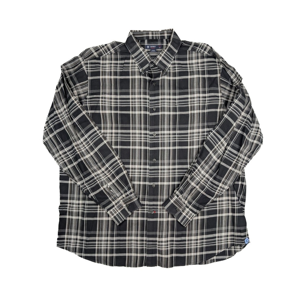 Daniel Cremieux‎ Black Gray Plaid Button Down Dress Shirt Mens 2XL